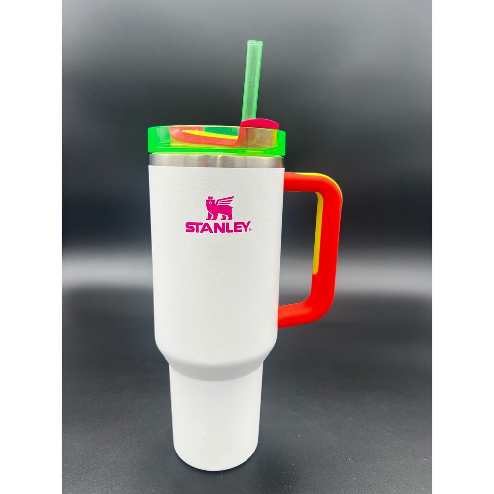 Stanley 40oz Quencher H2.0 FlowState Tumbler White Neon DSG Exclusive